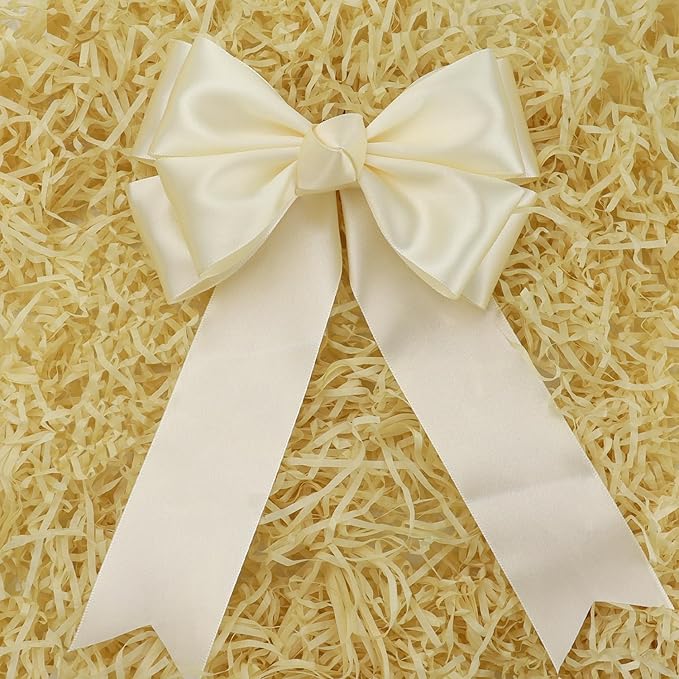 Rice White Solid Satin Ribbon 2 Inch 25 Yards Solid Polyester Fabric Ribbon for Gift Wrapping Wedding Christmas Baby Shower Birthday Party Decoration Handmade Immortal Flower Craft