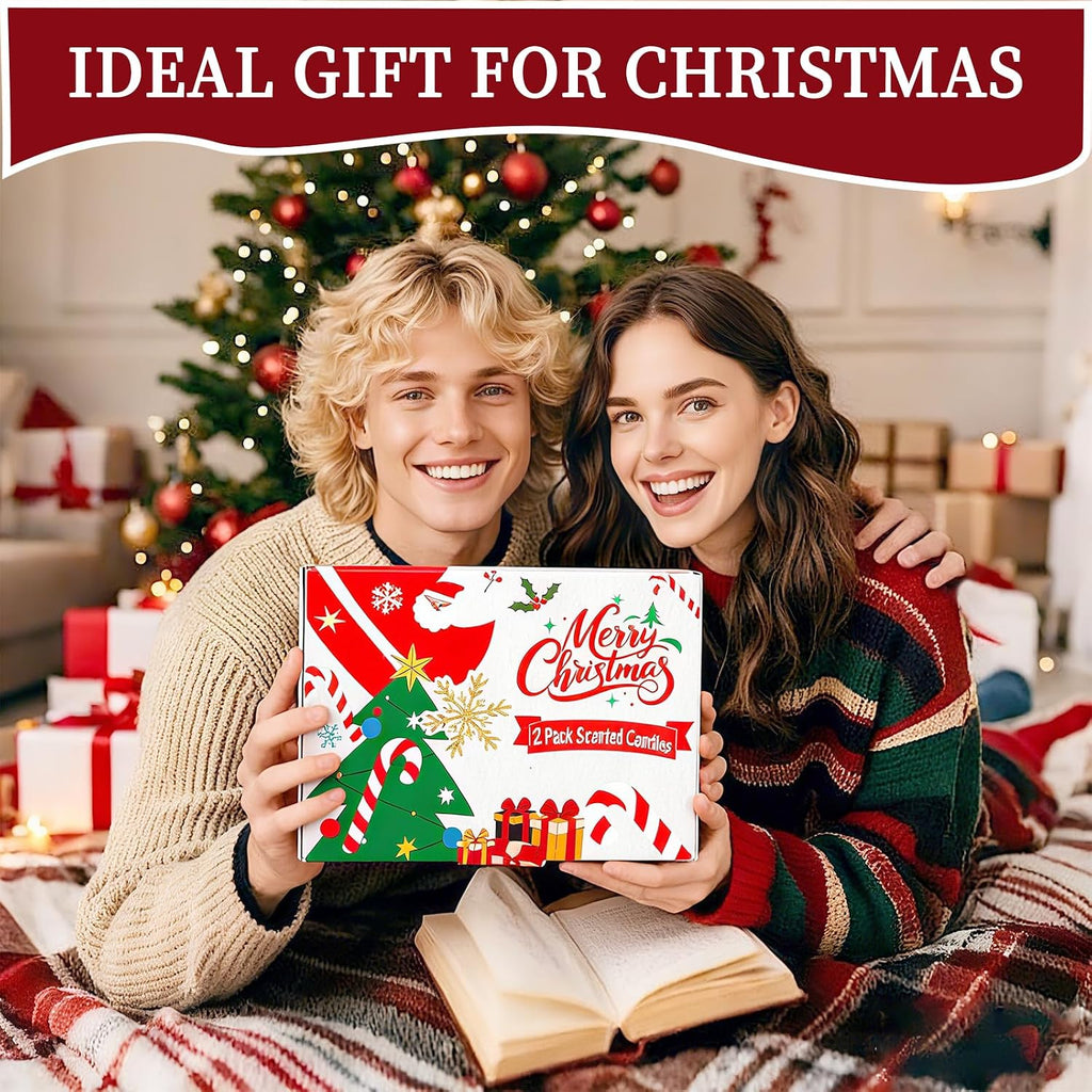 Christmas Candles for Women 12 Pack Candles for Home Scented Winter Holiday 240Hours Small Natural Soy Wax Candle Bulk Mini Candle Gift Set for Men Women Holiday Christmas New Year Winter Décor