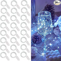 WATERGLIDE 24 Pack Fairy Lights Battery Operated (Included), 7 ft 20 LED Mini String Lights, Waterproof Silver Wire Firefly Starry Lights for DIY Wedding Christmas Party Mason Jars Decor, Cool White