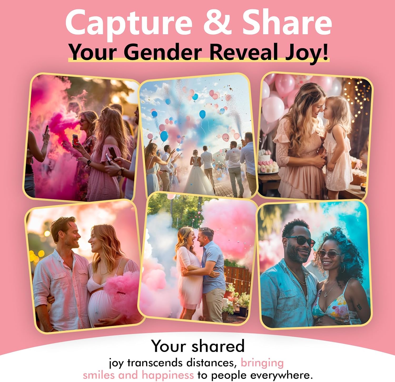 Previvo Gender Reveal Confetti Powder Cannon - 2 Pack Pink Baby Gender Reveal Poppers - 100% Biodegradable Powder Smoke - Baby Party Supplies