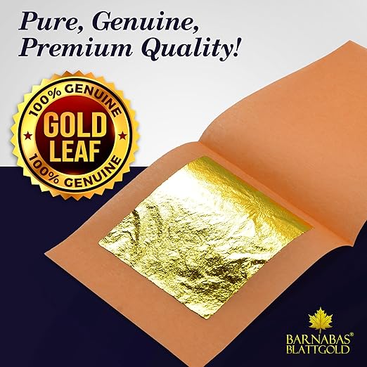 Barnabas Blattgold Edible Gold Leaf 24K - Cake Decorations, Loose Gold Leaf Sheets for Cupcakes - 1.5 inches, Interleaf of 48