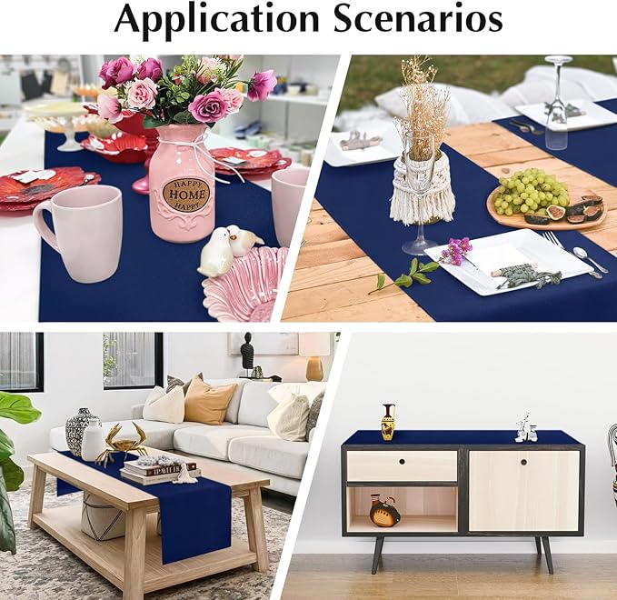 2 Pack Navy Blue Table Runner 12 x 90 Inch Solid Color Farmhouse Runners Coffee Table Dresser for Daily Party Home Decoration