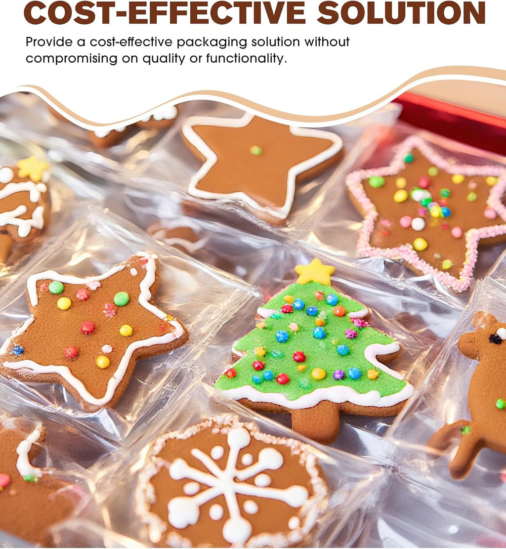 300 Pcs Cookie Bags with Seal, 4x6 Inches Self Sealing Cellophane Bags, Clear Cookie Bag Resealable Treat Bags for Packaging Cookies, Candy, Gifts, Favors, 3 Mils Individual Self Adhesive Wrappers