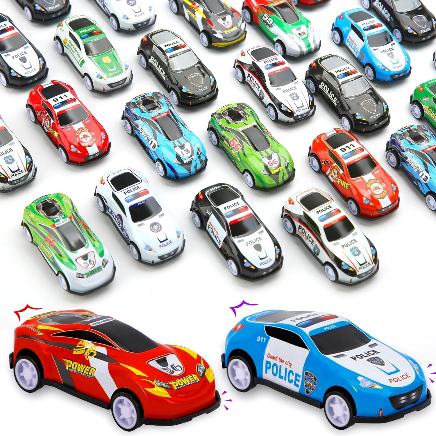 Siwarm 28 pcs Pull Back Cars Toys for Kids, Party Favors Treasure Box for Classroom Prizes Mini Vehicles Race Cars Toys Bulk Xmas Gifts Pinata Goodie Bag Stocking Stuffers for Boys Girls Toddlers
