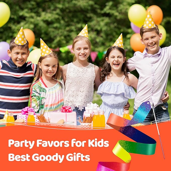 20 Pack Ribbon Dancer Wands for Kids,Rainbow Streamers Dance Ribbon,Party Favors Goodie Bags Stuffers,Birthday Decorations,Girls Party Games Supplies,Dance Gymnastics Pretend Play Princess Cat