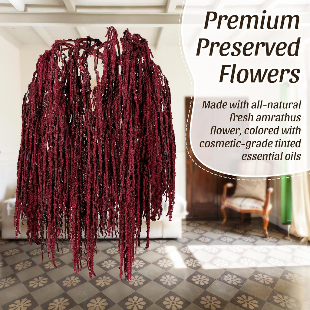 Suncalla 12 Pcs Red Spring Natural Dried Amaranthus Hanging Flowers Amaranthus Artificial Flowers for Wedding Arch Bouquet Floral Garland Wall Home Decoration (23 Inch)