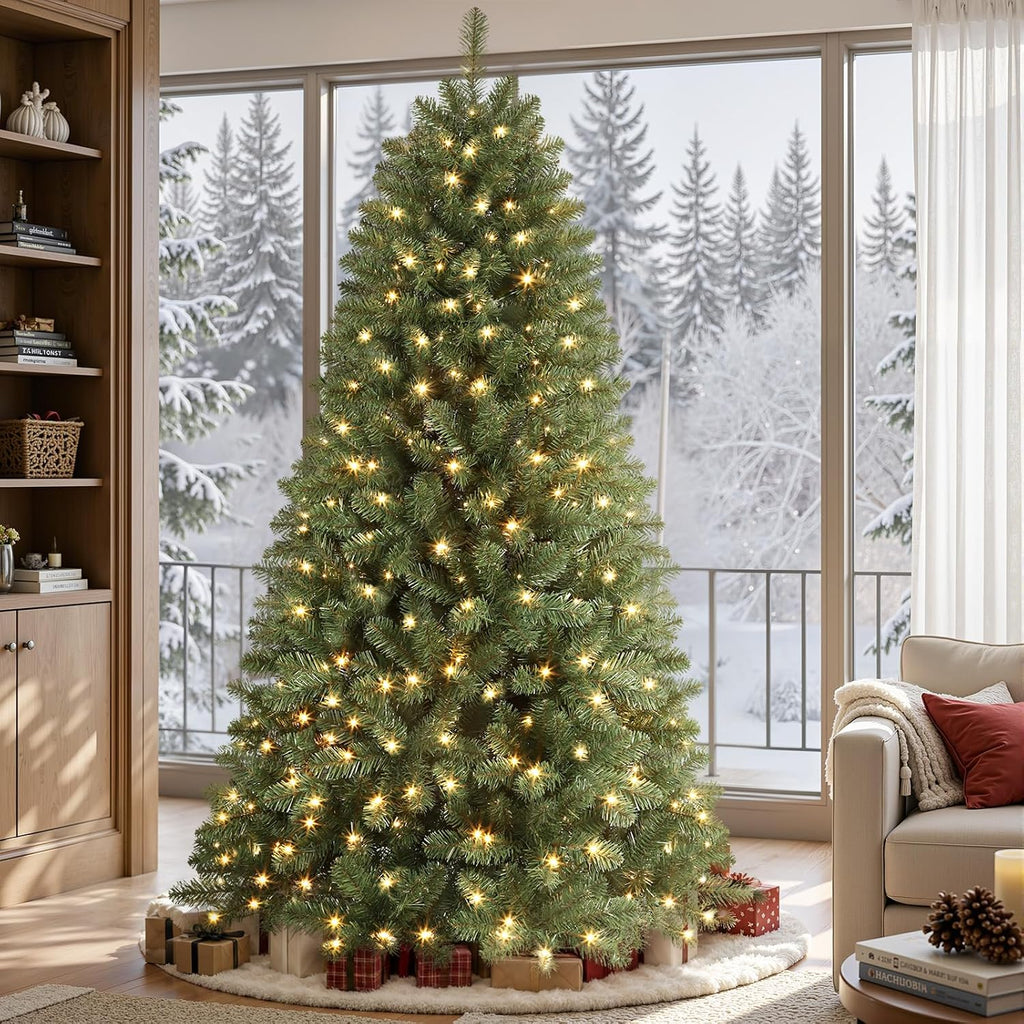 shareconn 7.5ft prelit artificial classic spruce christmas tree, package contents