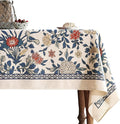 patdrea Designer Small Blue Tablecloth for Square Table,Vintage Linen with Leaves and Floral Pattern Tablecloths,Farmhouse Decor Cover for Kitchen Dining,Christmas,Thanksgiving,55"x55"-Ivar a