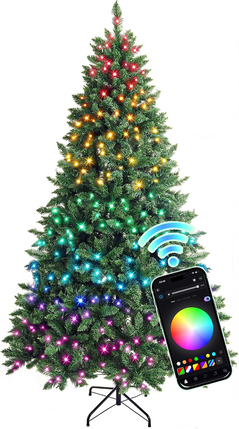 hollo star 6ft prelit christmas tree, multi-color rgbw, main product view