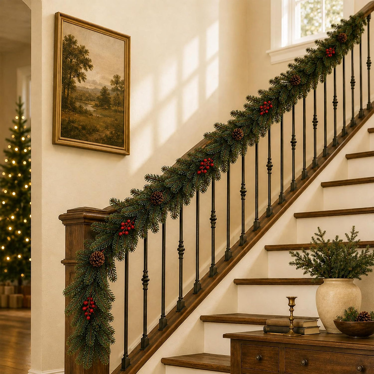 6 ft artificial christmas garland with berry and, package contents