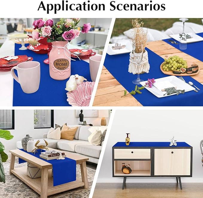 2 Pack Blue Table Runner 12 x 72 Inch Solid Color Farmhouse Runners Coffee Table Dresser for Daily Party Home Decoration
