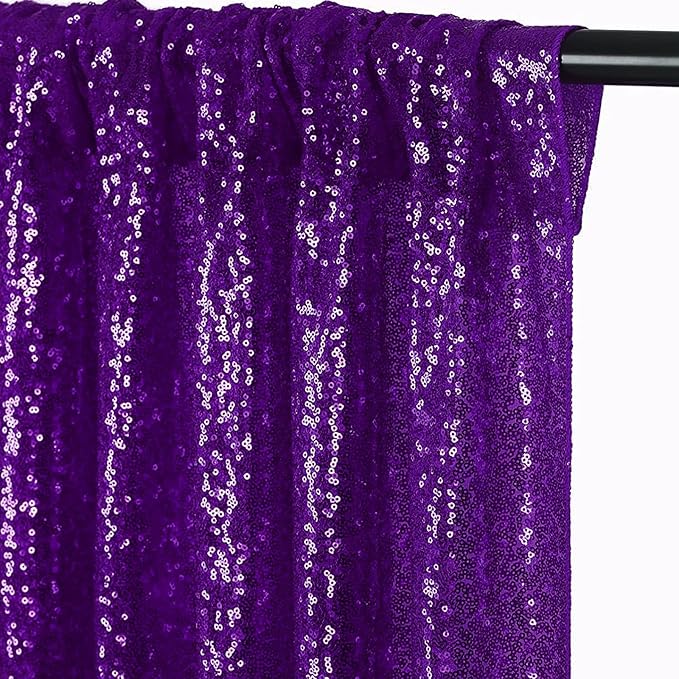 JYFLZQ Purple Sequin Backdrop Curtains 2ft x 8ft 4 Panel Glitter Photo Booth Backdrops Sparkly Photography Background Drapes for Parties Wedding Bridal Showers