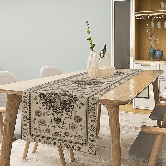 Boho Vintage Elegant Table Runner Farmhouse for Home Farmhouse Kitchen Table Dining Coffee Room Garden Party Wedding Decor 13x120in