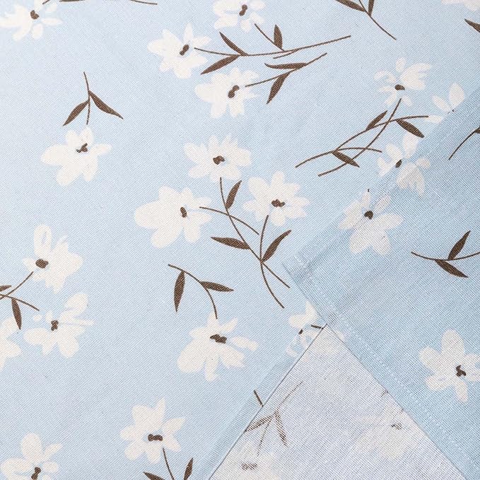 Pastoral Rectangle Tablecloth - 60 x 84 Inch - Linen Fabric Table Cloth - Washable Table Cover with Dust-Proof Wrinkle Resistant for Restaurant, Picnic, Indoor and Outdoor Dining, Floral (Light Blue)