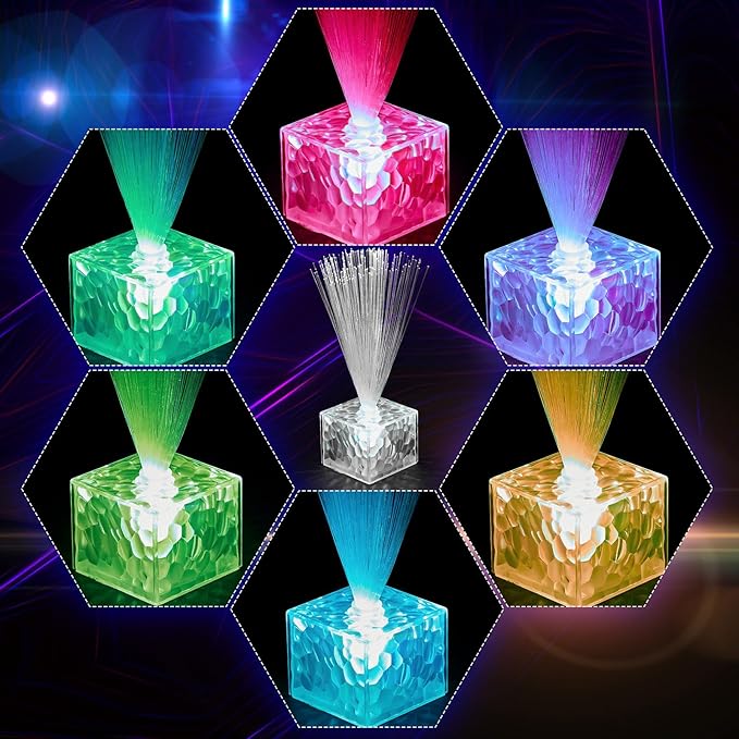 Amylove 30 Pcs Mini Fiber Optic Lamps Bulk Small LED Light up Table Centerpieces for Party Event Decorations with Crystal Base Battery Powered for Glow in The Dark Favors Supplies (6 Inch,Clear)