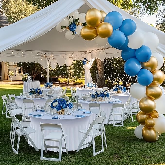 2 pk White Round Spandex Tablecloth for 60in Tables, Wrinkle Free Stretchy 120inch Fitted 5FT Table Cloths Round Table Covers with Skirt for Wedding Party Dining Banquet Events