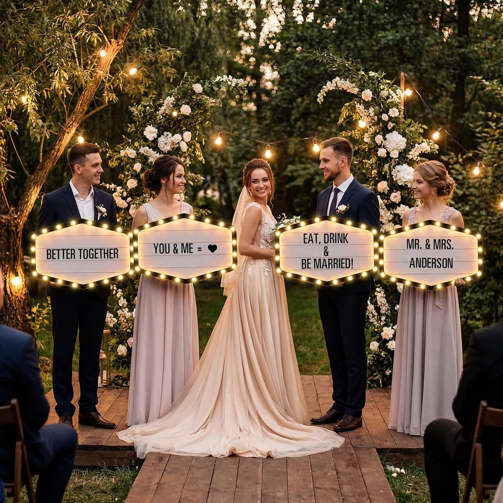 Aurelema 2 Pack 23.6'' LED Wedding Bottle Service Sign, Lighting Entrance Props for Bridal Party, Nightclub Reception Light up Signs with Letters Waterproof Engagement Banquet Birthday(Classic,Black)