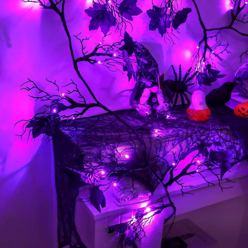 9ft lighted halloween garland decorations indoor, 66 led showing dimensions