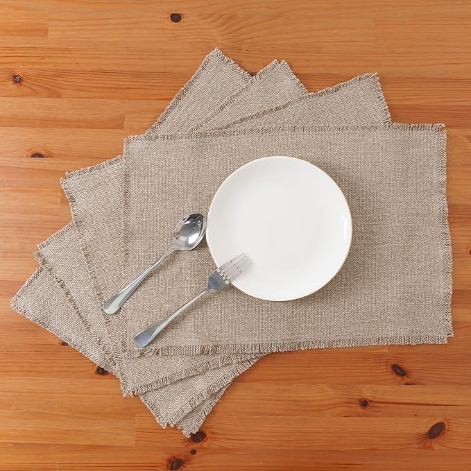 100% Pure Linen Placemats Set of 4 - 13 x 19 Inch Super Thick Noble Dining Table Place Mat for Wedding, Parties, Everyday, Holidays, Indoor Outdoor (4PCS, Linen)