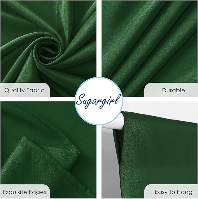 Sugargirl 10x10FT Green Backdrop Curtains Polyester Photo Backdrop Drapes Curtains 2 Panels with Rod Pockets for Party Birthday Wedding Photography Home Decoration