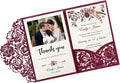 DORIS HOME 50pcs Laser Cut Wedding Invitations with Envelopes Burgundy, 4.7x7.1 Personalized Invitation Cards for Wedding, Anniversary Invitations with Envelopes