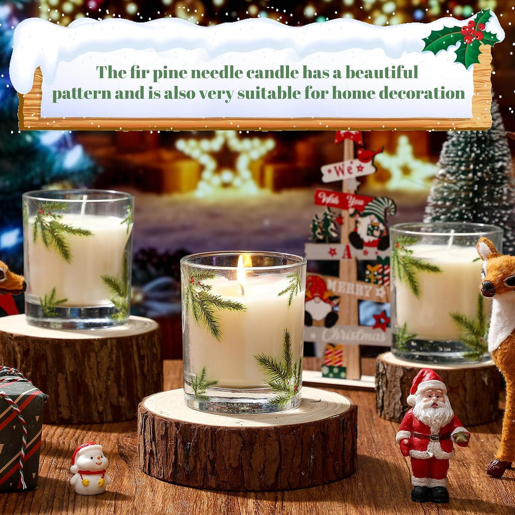 Nuanchu 4 Pack Fir Pine Needle Candle 6.5 oz Scented Candles Gifts with Fir Pine Needle Design Valentine's Day Home Decor for Women and Men