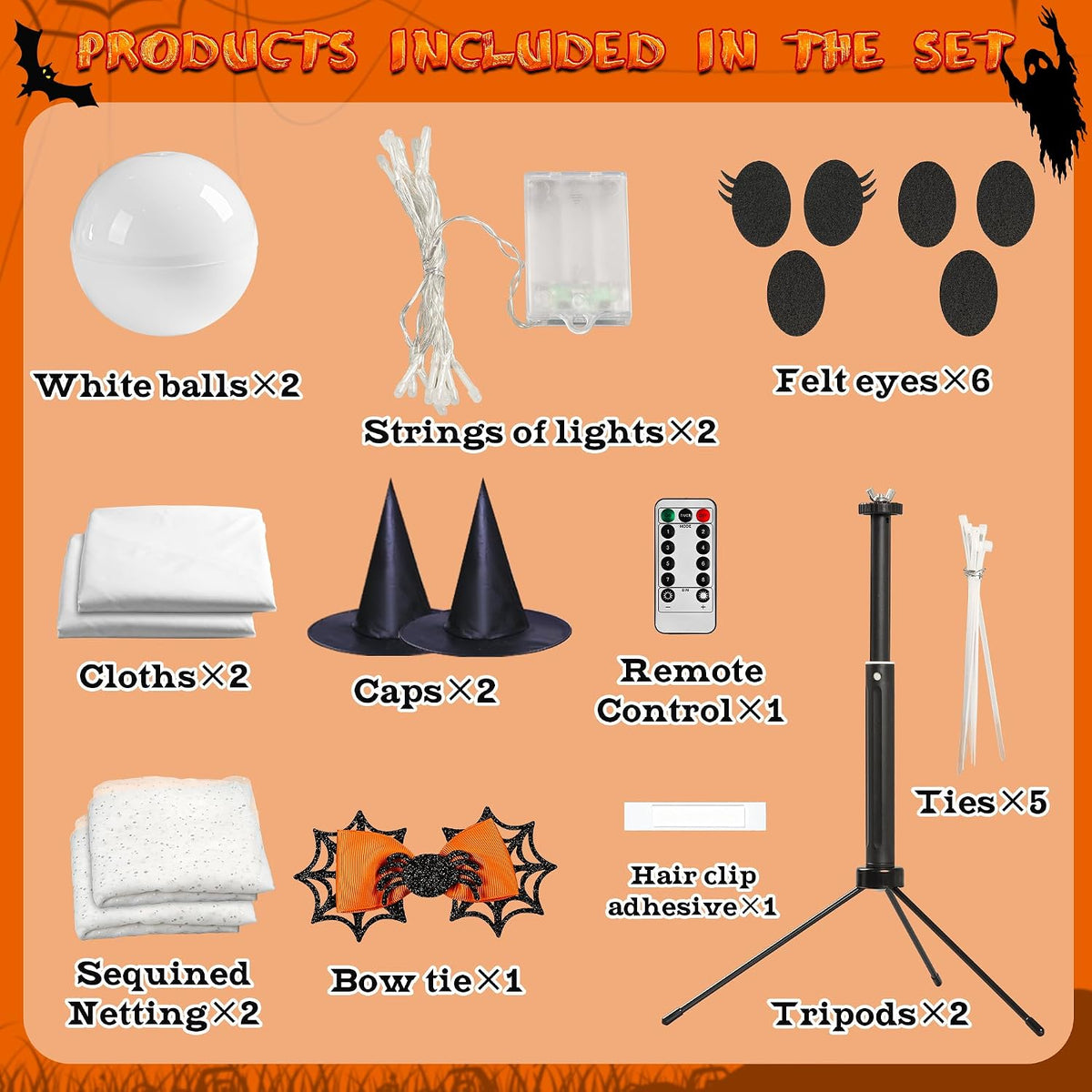 aygxu 2pcs halloween decorations indoor,ghost decor with string, package contents