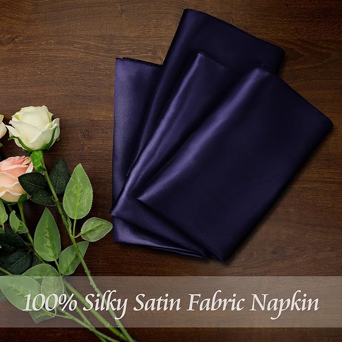 Manyshofu 60 Pieces Purple Satin Napkins - 20x20 Inches Cloth Napkins, Square Satin Fabric Napkins Set - Soft & Reusable Table Napkins for Wedding Dinner Party Lunch