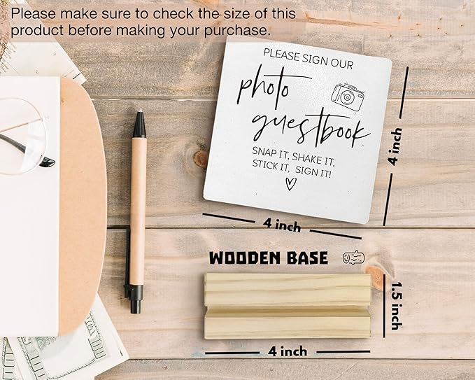 Photo Guest Book Sign, Wedding Guest Book Desk Decor, Guest Book Wedding Reception Wood Plaque, Please Sign Our GuestbookSign Wooden Plaque with Wood Stand forWedding Table Decor Signs