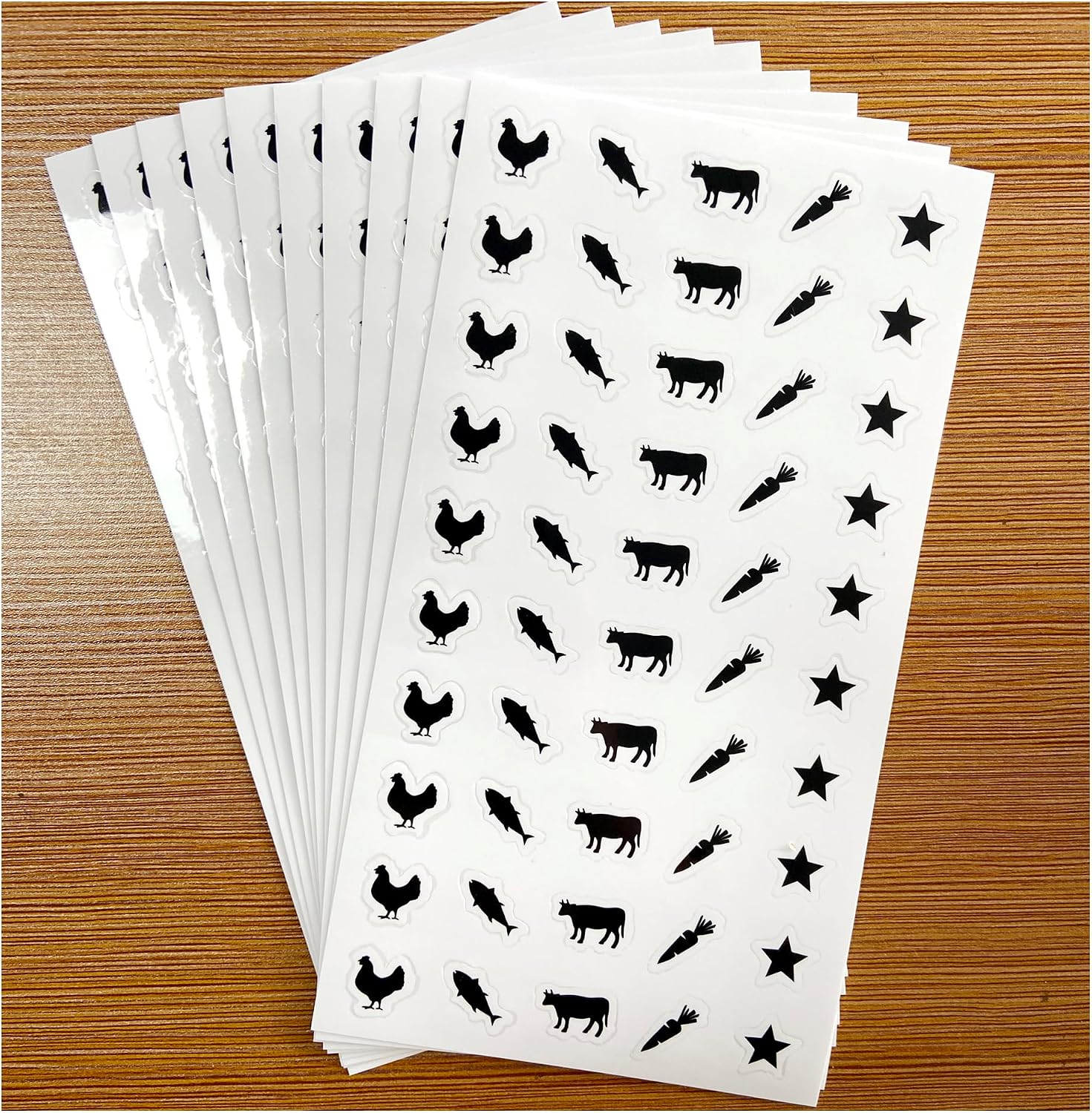 10 Sheets(500 Qty) Meal Stickers,Wedding Food Choice Sticker for Place Cards, Beef, Chicken,Fish (Black)