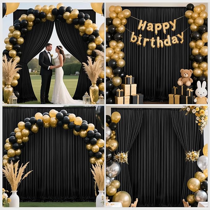 40x10ft Backdrop Curtains for Parties, 8 Panels 5x10ft Curtains Photography Drapes Rod Pocket Curtain Backdrop for Birthday Wedding Baby Shower Home Decor