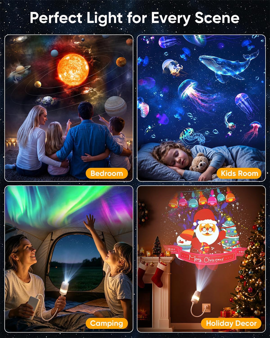 2-in-1 galaxy star ocean night light projector plug, package contents