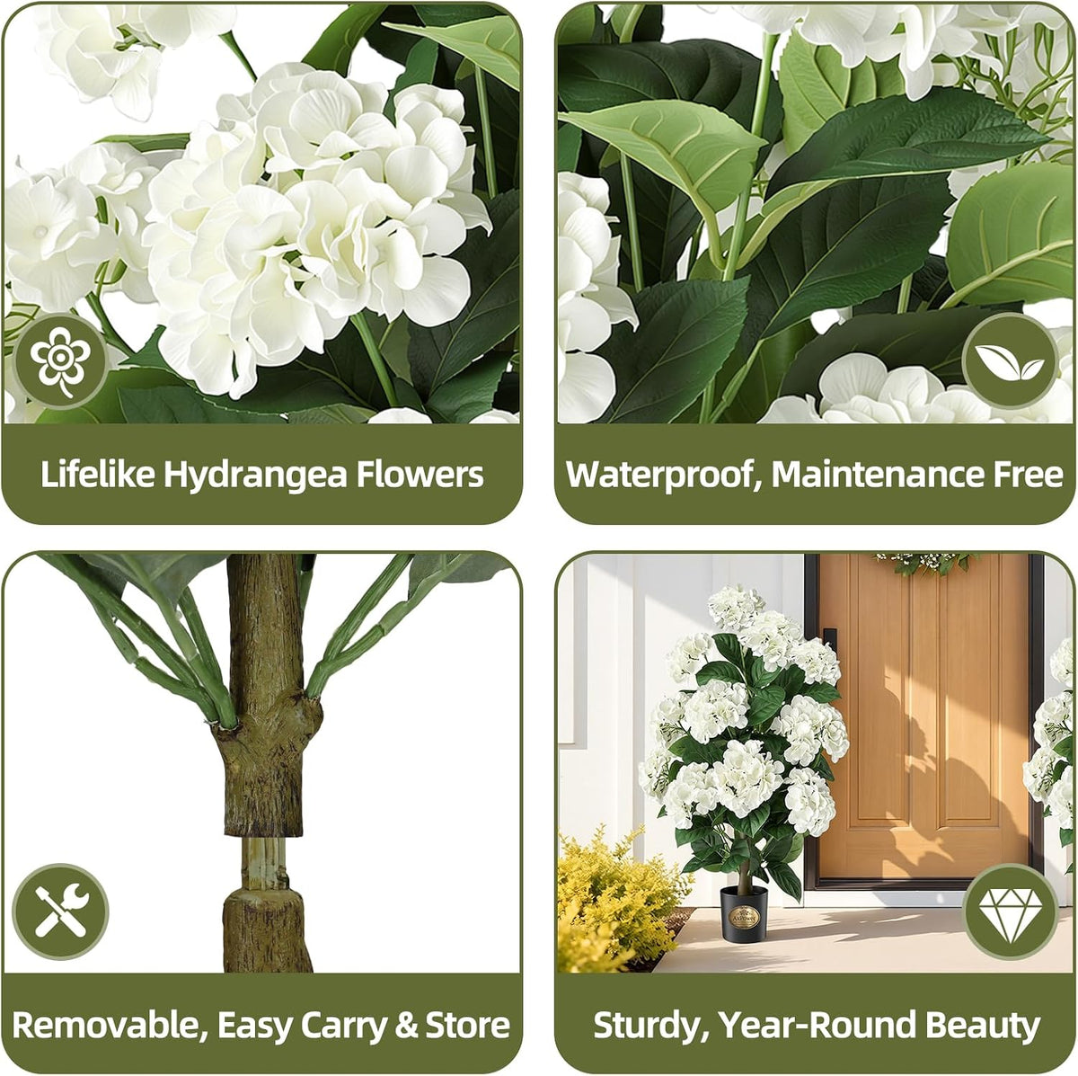 hydrangea artificial tree flowers for outdoor faux bush, package contents