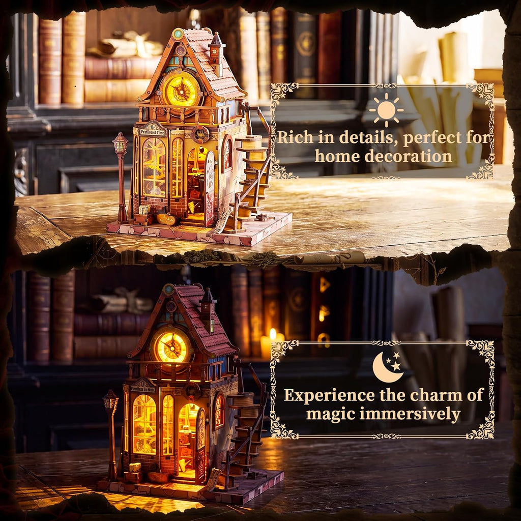 book nook kit – wheel of time, 3d showing dimensions