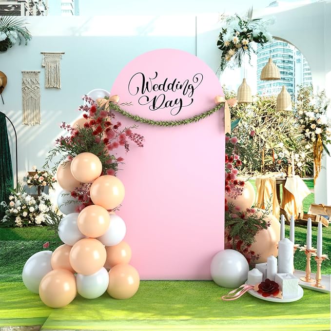 bricia Wedding Arch Backdrop Stand Cover, 6FT Double Sided Stretchy Arch Cover Fitted Wedding Birthday Party Banquet Decoration (Pink 72''Lx31.2''W)