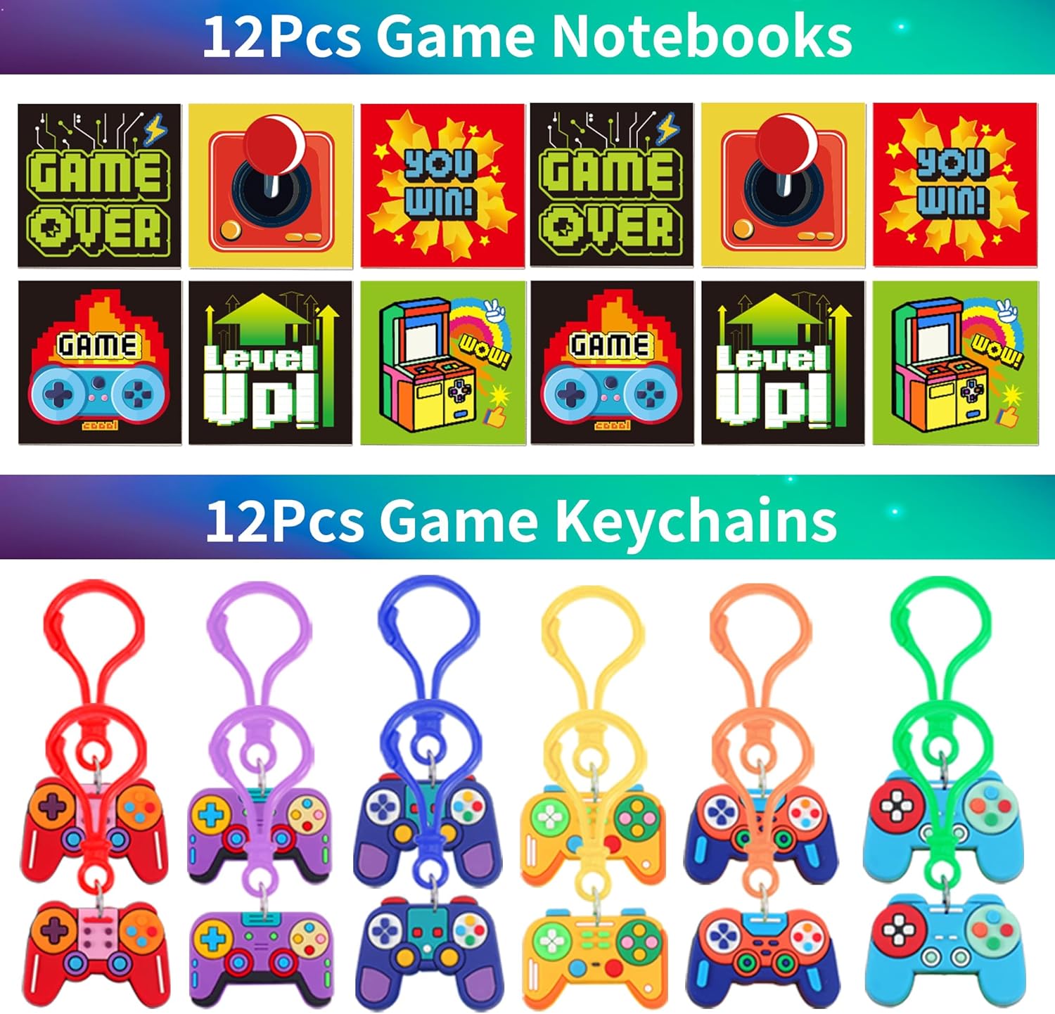 PLOUGVI 320PCS Video Game Party Favors for Kids-Including Goodie Bags, Glasses, Straws, Bubble Wands, Stickers, Cake Toppers, Tattoos & More-Perfect for Theme Party Decorations & Piñata Fillers