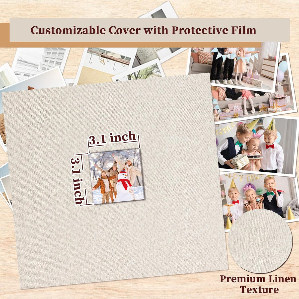 12x12 Inch Large Scrapbooks Photo Album, 3 Ring Binder, Beige