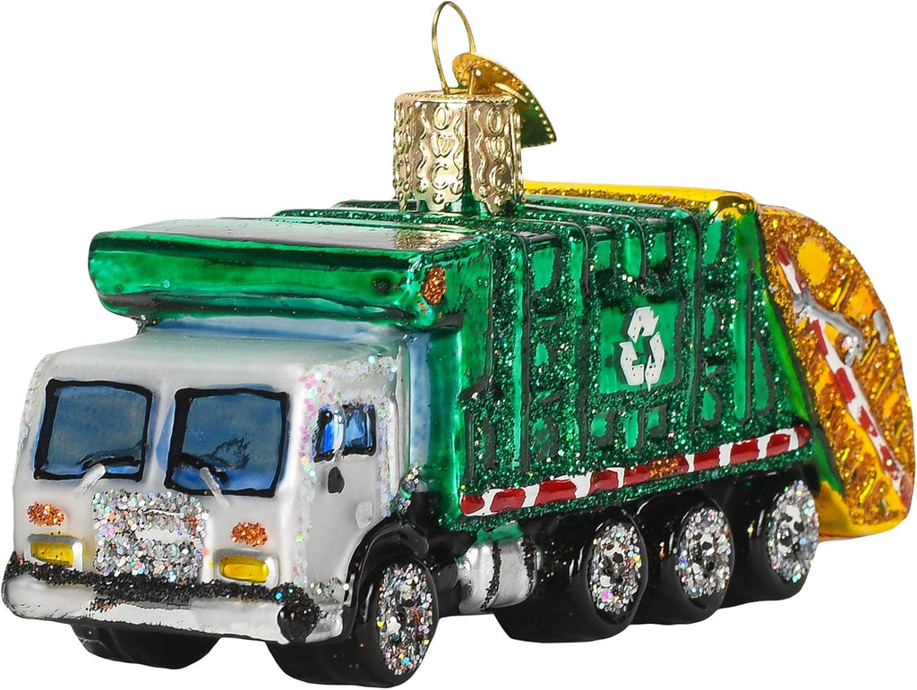 Old World Christmas Ornaments Garbage Truck Glass Blown Ornaments for Christmas Tree