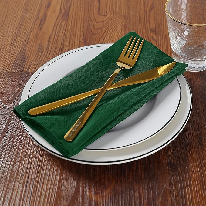Cloth Napkins 17x17 inch Washable Polyester Dinner Napkins Soft Table Napkins for Wedding Party Dining Banquet(Hunter,100PCS)