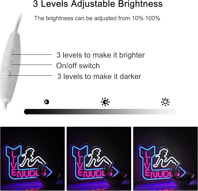 Neon Sign for Wall Décor LED Live Batchroom Changing Room Restroom Neon Lights Girls Art Signs with Dimmer for Man Cave Beer Bar Home Bedroom Hotel Pub Room Decor