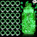 Aogist 24 Pack Fairy Lights 3 Modes 7ft 20 LED Waterproof,Battery Operated Silver Wire Firefly Starry Moon Mini String Lights for Mason Jars Christmas DIY Crafts Wedding Party Bedroom,Green