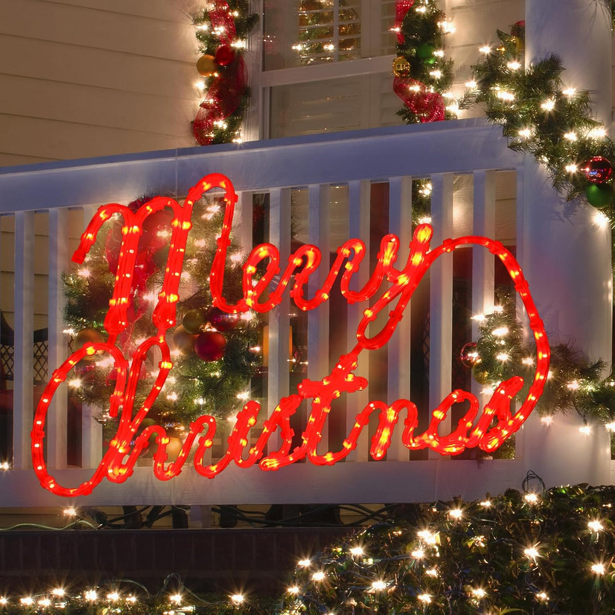lighted merry christmas sign decoration，extra large 24"x13.5" 180led, main product view