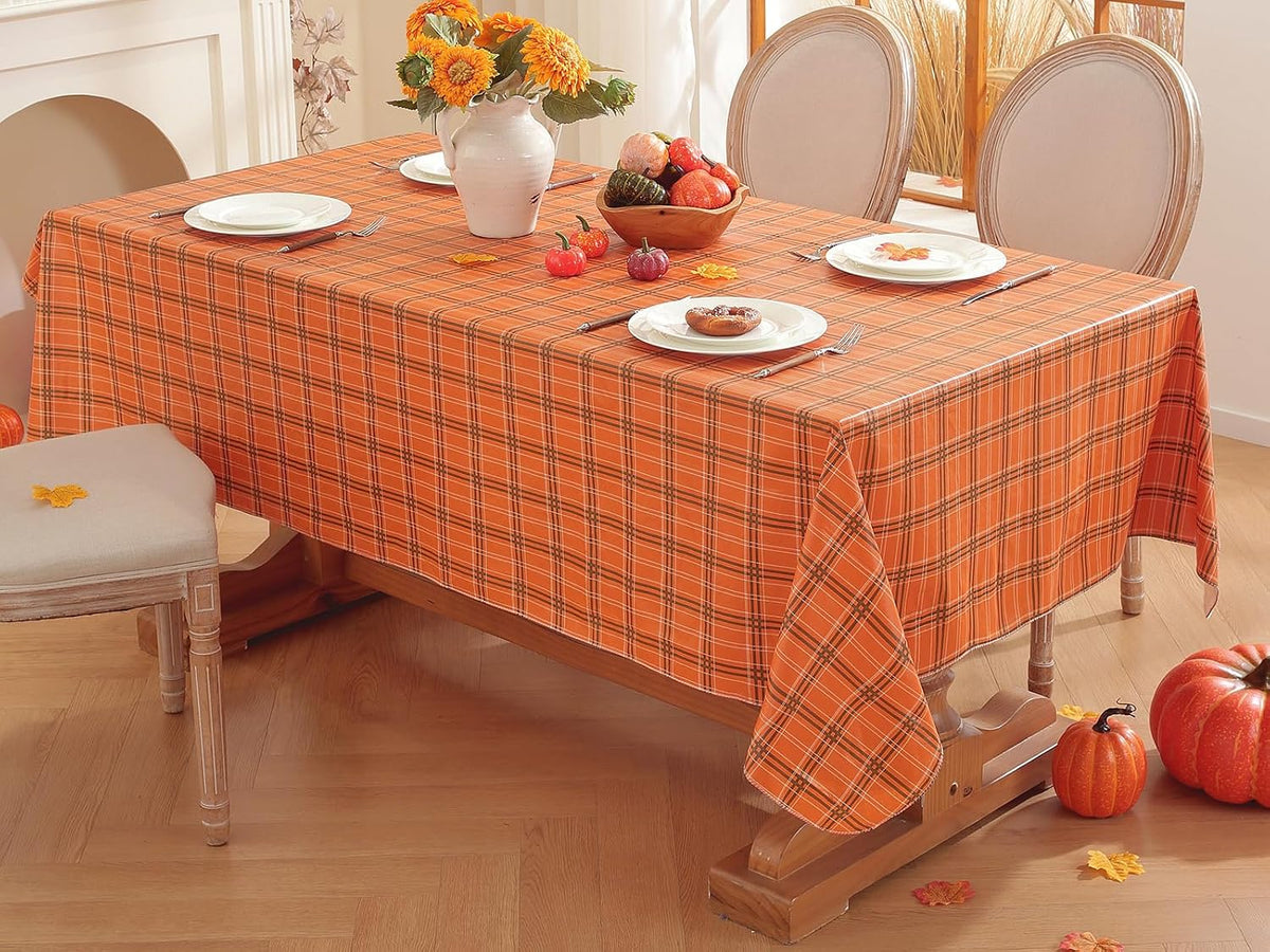 SASTYBALE Fall Orange Rectangle Vinyl Tablecloth 60x120 Inches