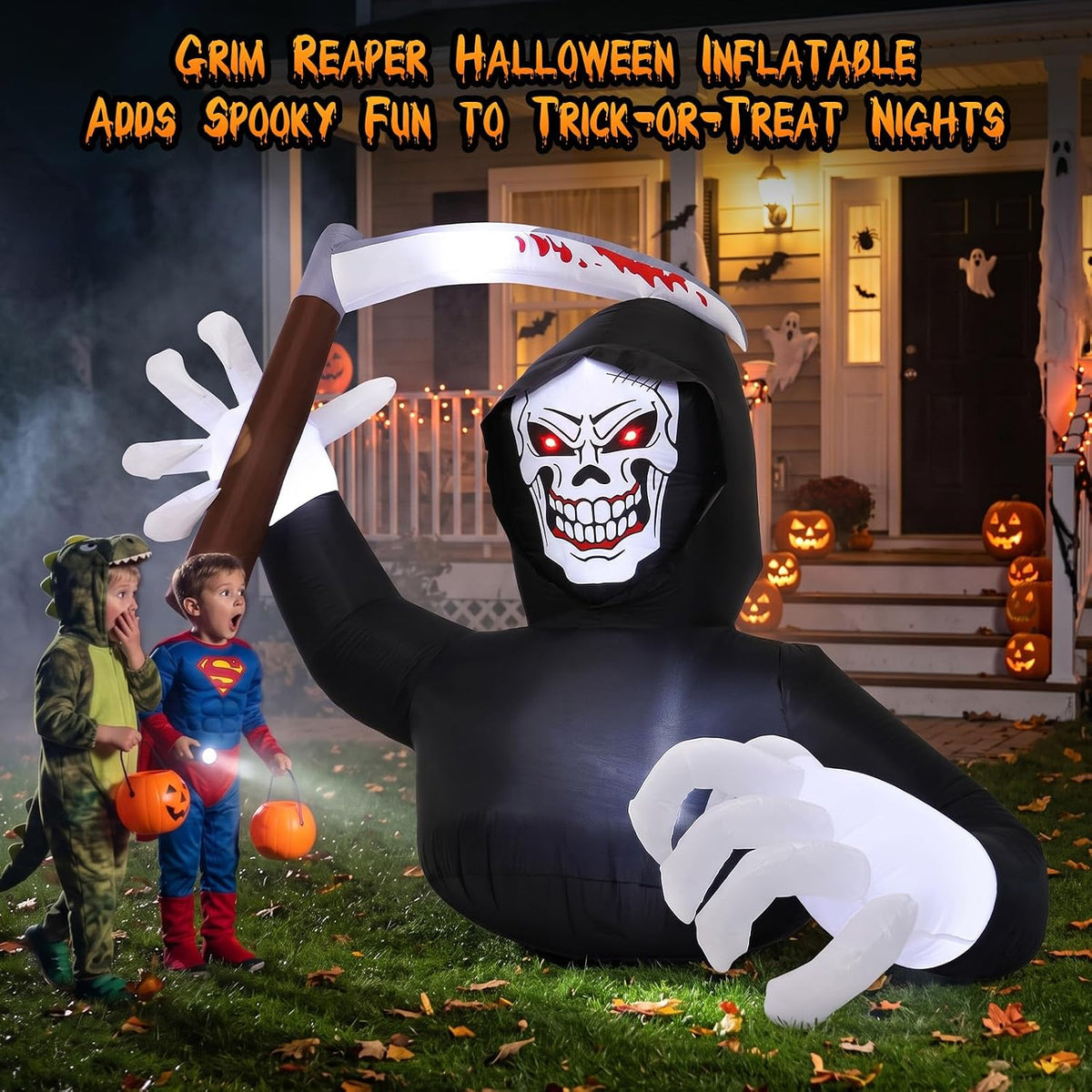 Luxspire 7.2FT Halloween Inflatable Outdoor, Inflatable Grim Reaper Decor