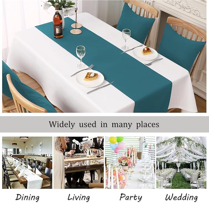 DUALIFE 2 Panels Teal Table Runner 72 Inch Long Soft Cloth Table Runner for Indoor/Outdoor Wedding Banquet Graduations Birthday Party Decoration