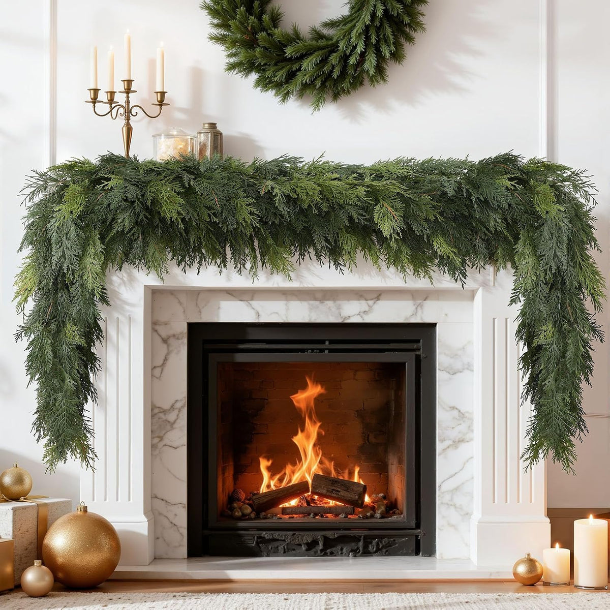 shareconn 9ft artificial real touch christmas cedar garland, package contents
