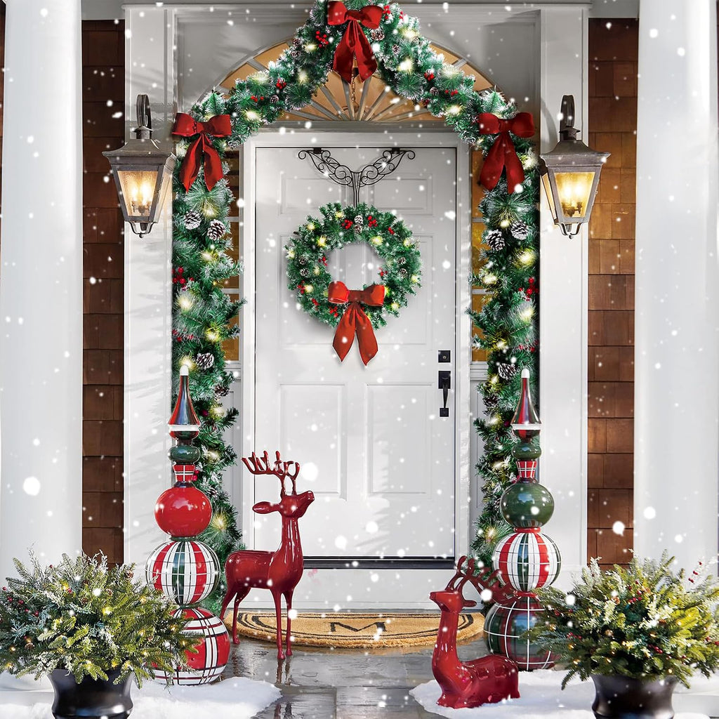 blessedseason 12ft christmas garland with lights, artificial lighted on a desk or shelf