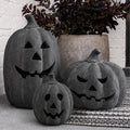 Halloween Decorations - Fall Decor - 7.5"H Black Handmade Terracotta Jack O Lantern Pumpkin for Outdoor Indoor -Cute Spooky Decoration Centerpieces for Tables Porch Yard Home Kitchen Front Door Mantel