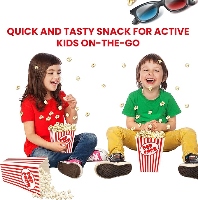100 Pcs Small Popcorn Boxes for Party 5.5 Inches Tall Red & White Striped Popcorn Bags Mini Popcorn Buckets & Popcorn Bowl for Movie Theater, Home, Carnival Decorations (100)