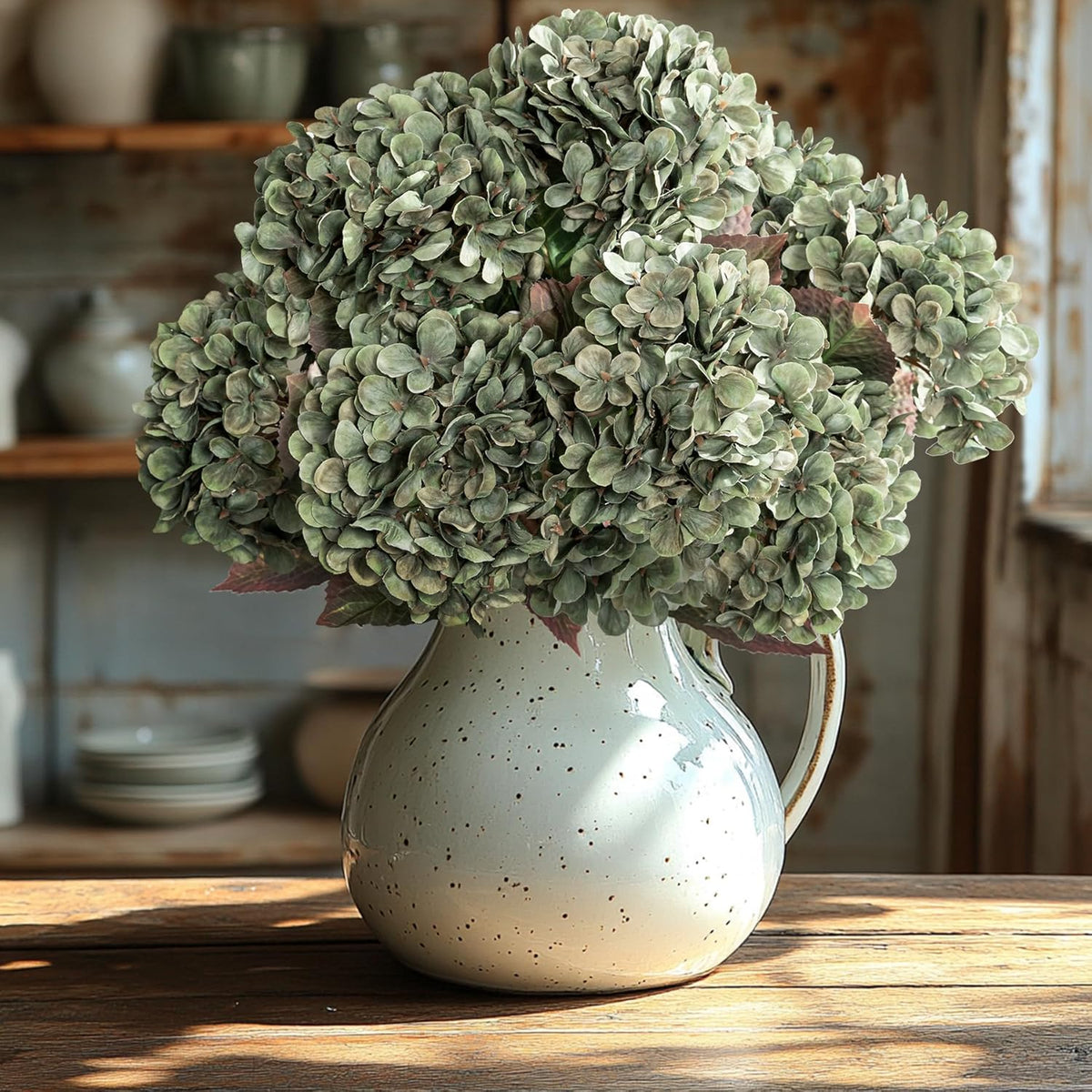 hydrangea artificial flowers,green artificial flower fake silk hydrangea, main product view